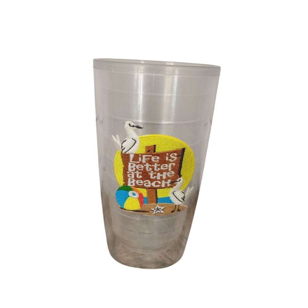 Tervis 16 Oz Clear Acrylic Insulated Tumbler With "Life‎ Is Better At The Beach"